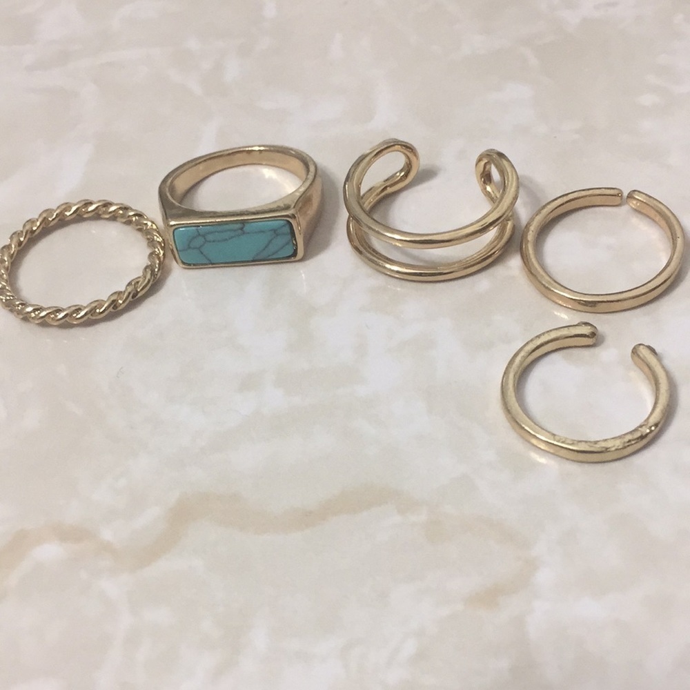 Bohemian Turquoise Stackable Gold Rings - Picture 8 of 10